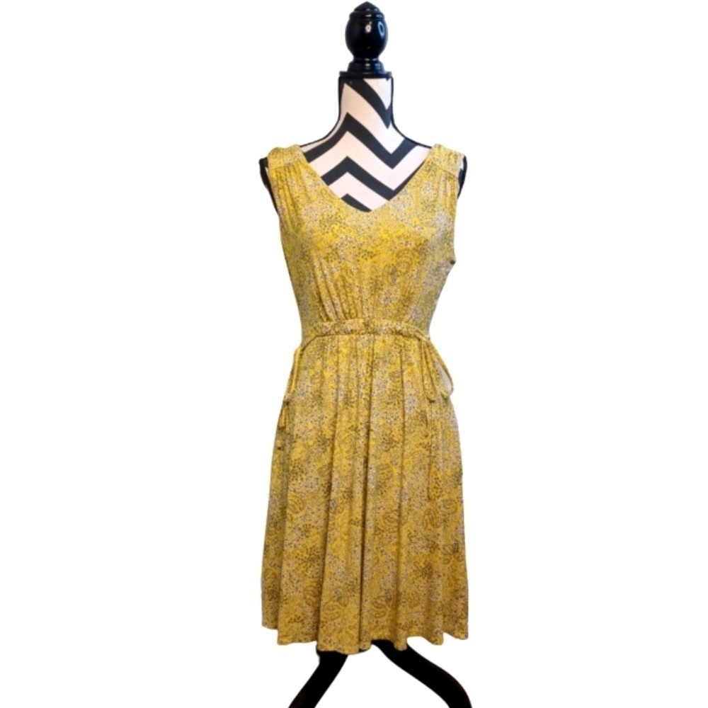 Cynthia Rowley Cinched Waist Yellow Floral Sz S Sundress